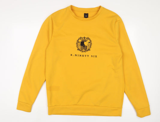 River Island Mens Yellow Cotton Pullover Sweatshirt Size L