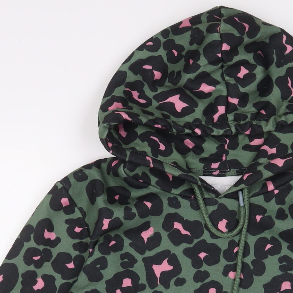NEXT Womens Green Animal Print Cotton Pullover Hoodie Size S Pullover