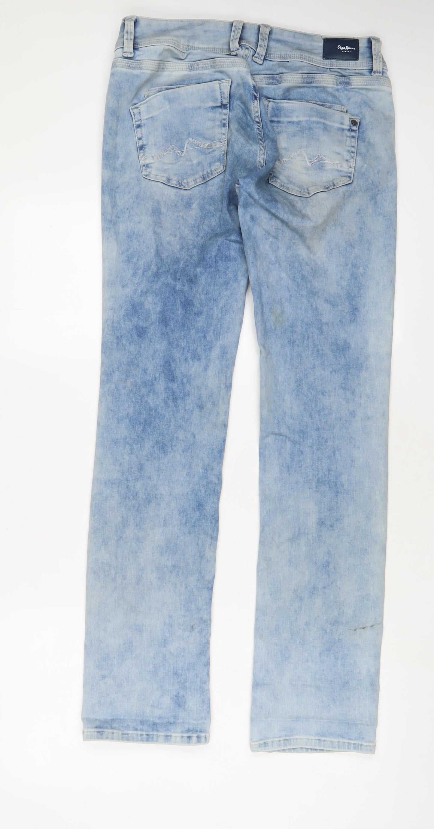 Pepe Jeans Mens Blue Cotton Straight Jeans Size 30 in L32 in Regular Zip