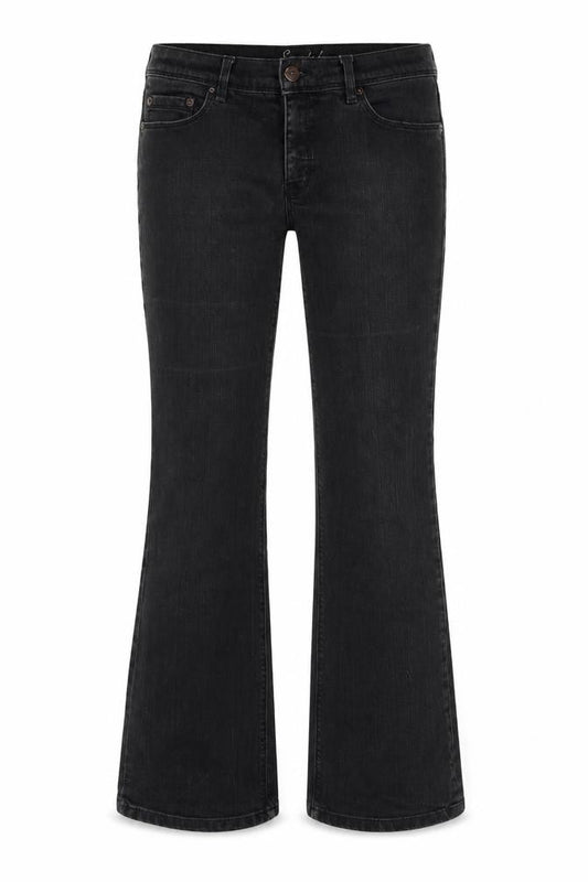 Oasis Womens Grey Cotton Bootcut Jeans Size 32 in L30 in Regular Zip