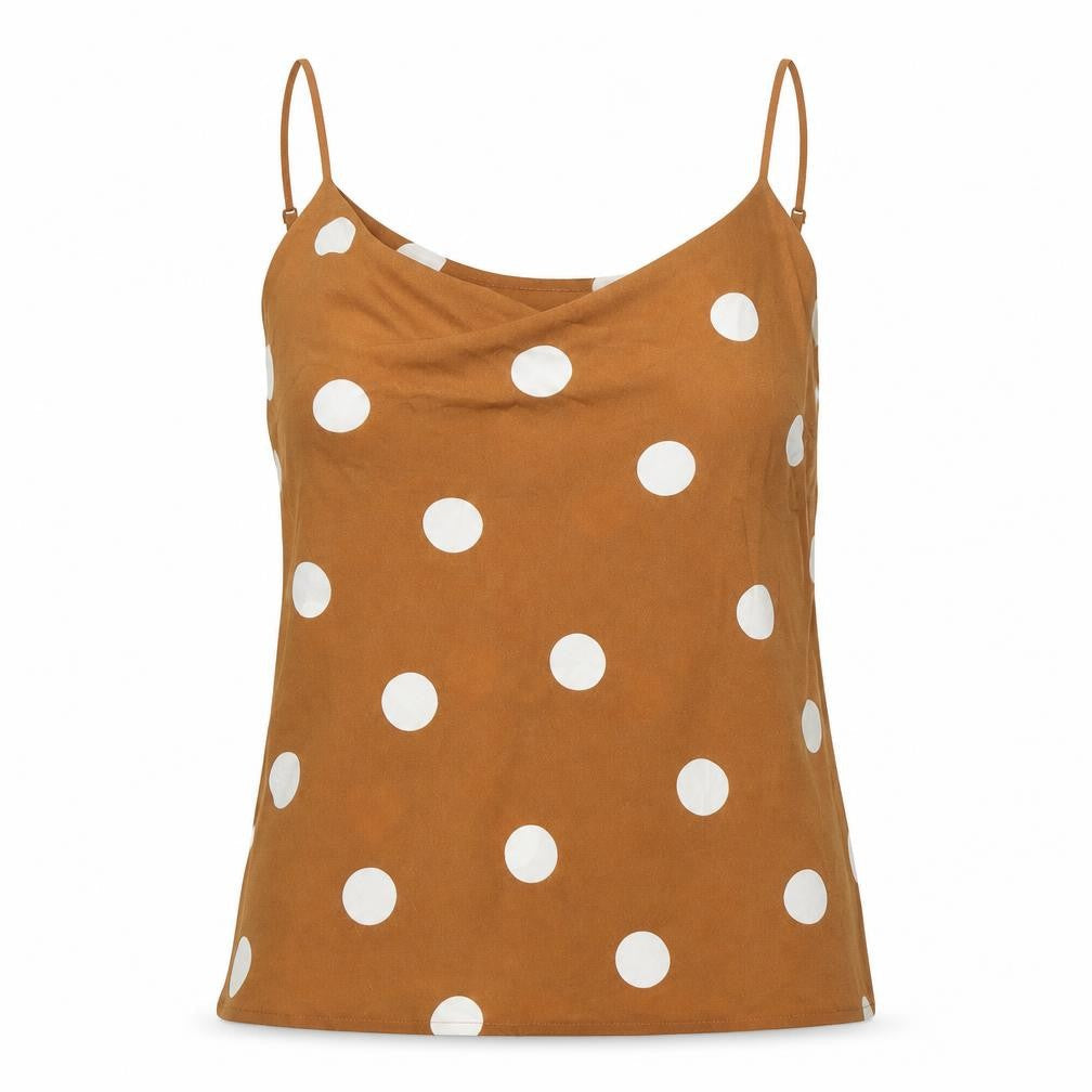 Capsule Womens Brown Polka Dot Polyester Camisole Blouse Size 10 V-Neck
