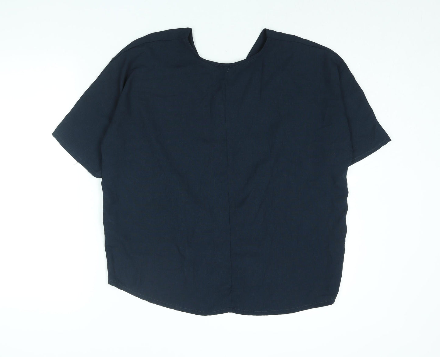 ESMARA Womens Blue Polyester Basic Blouse Size 10 V-Neck - Twist Detail