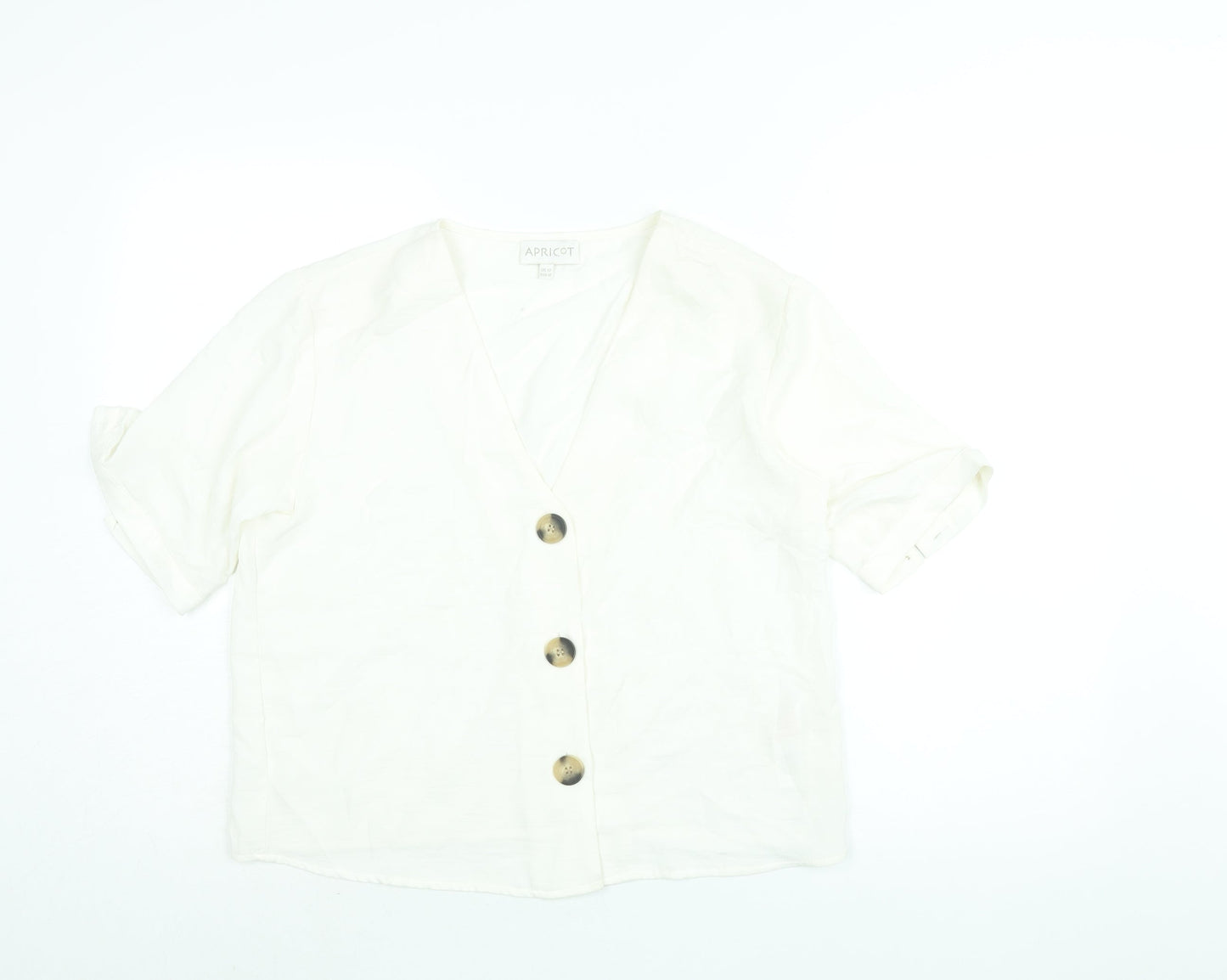 Apricot Womens White Polyester Basic Blouse Size 12 V-Neck