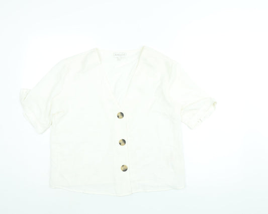 Apricot Womens White Polyester Basic Blouse Size 12 V-Neck