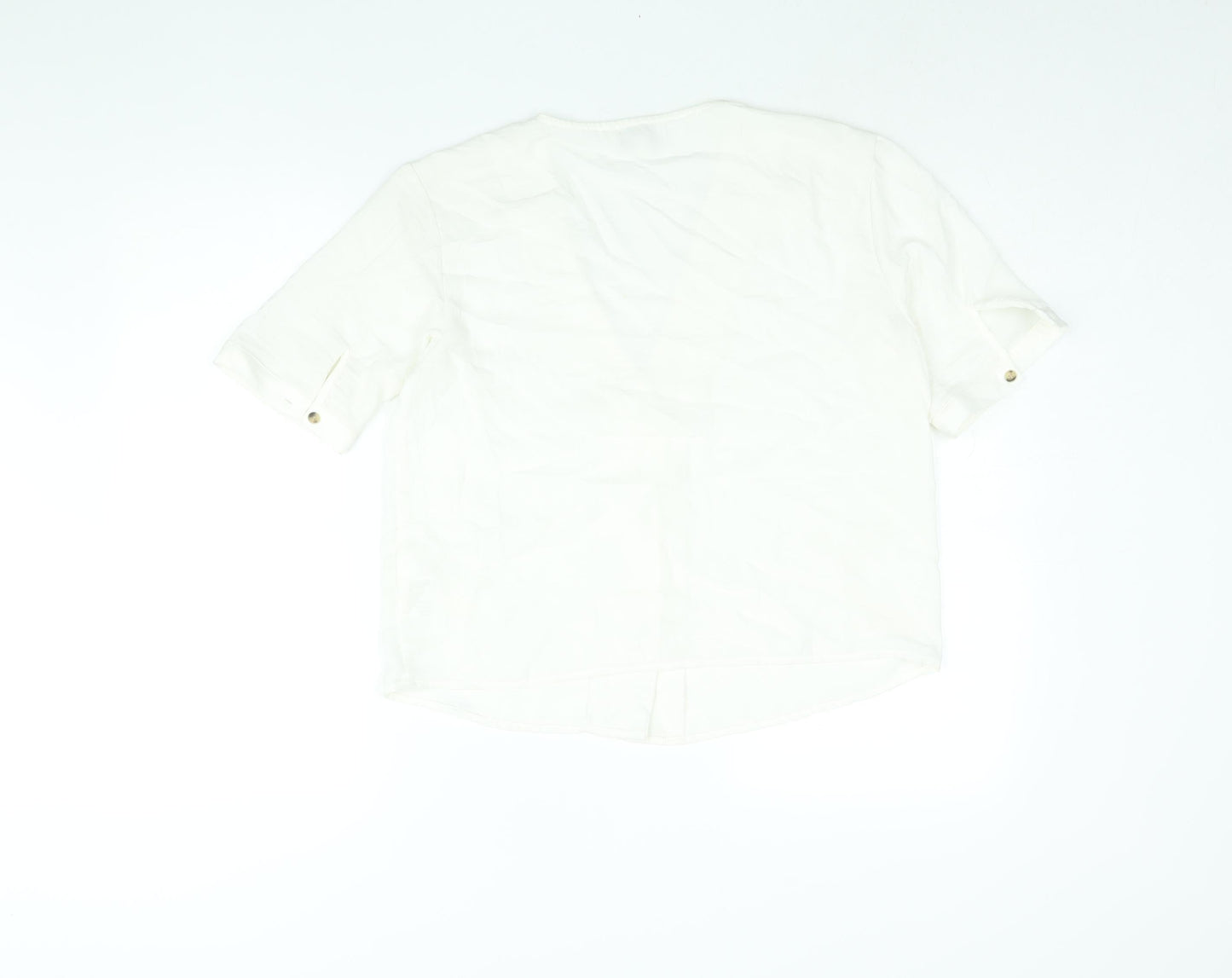 Apricot Womens White Polyester Basic Blouse Size 12 V-Neck
