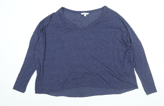 NEXT Womens Blue Viscose Basic Blouse Size 12 V-Neck