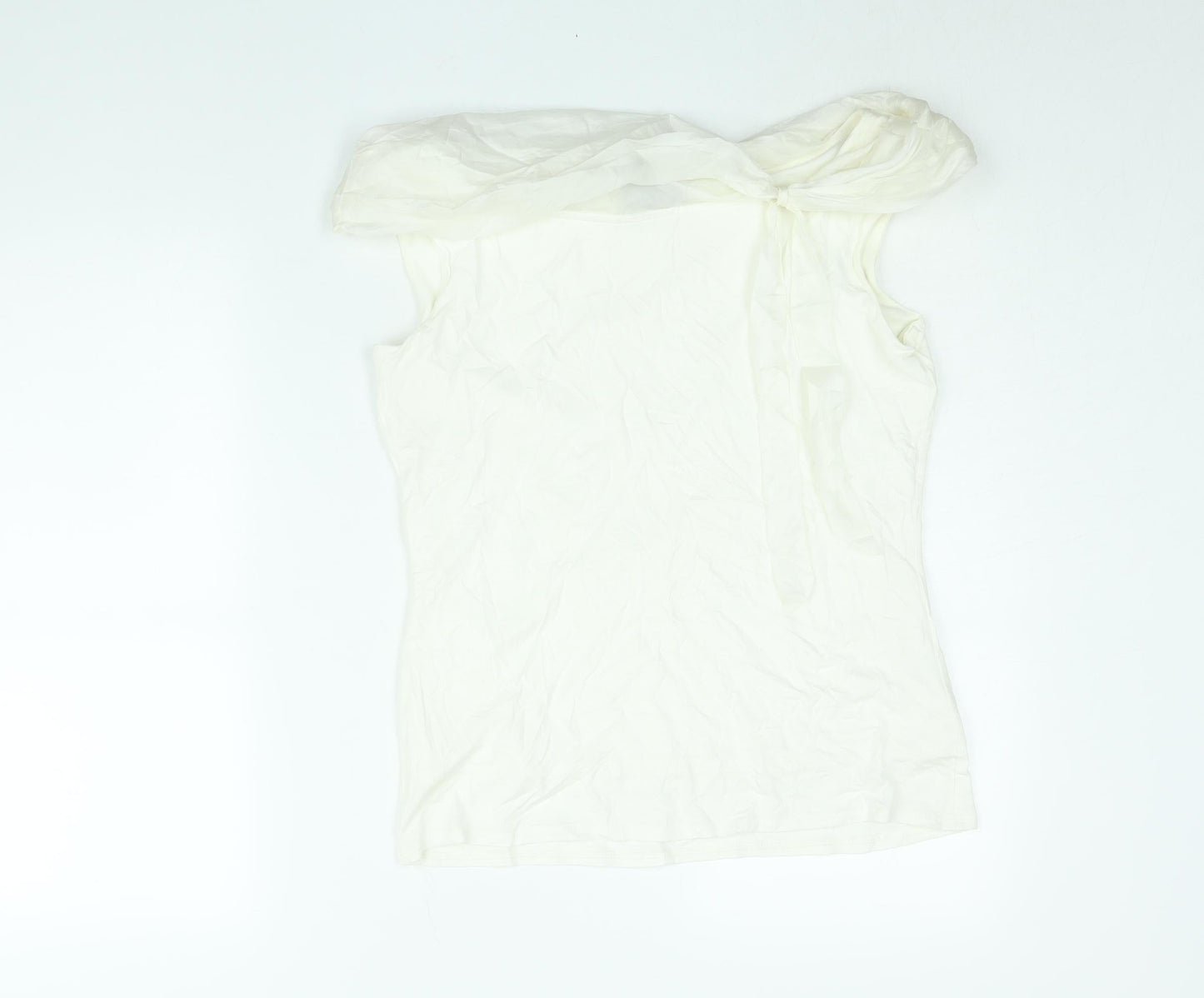 Principles Womens White Viscose Basic Blouse Size 14 Boat Neck - Tie