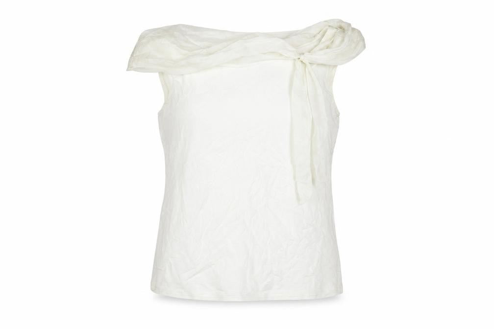 Principles Womens White Viscose Basic Blouse Size 14 Boat Neck - Tie