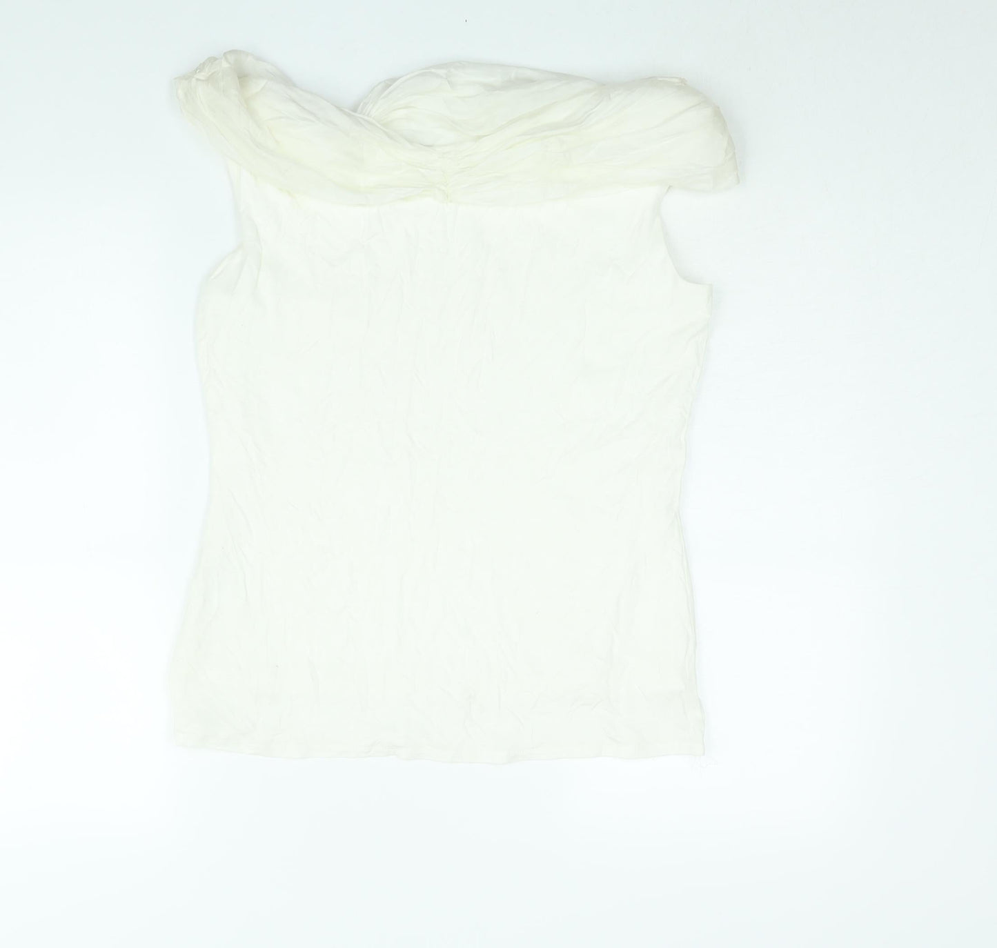 Principles Womens White Viscose Basic Blouse Size 14 Boat Neck - Tie