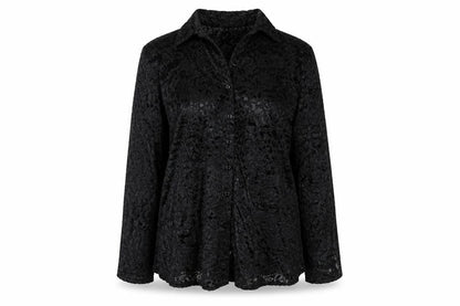 Sara Neal Womens Black Geometric Polyester Basic Button-Up Size 18 Collared