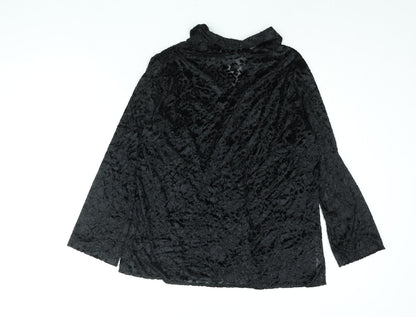 Sara Neal Womens Black Geometric Polyester Basic Button-Up Size 18 Collared