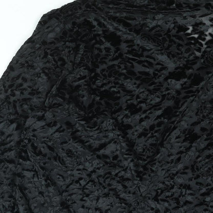 Sara Neal Womens Black Geometric Polyester Basic Button-Up Size 18 Collared