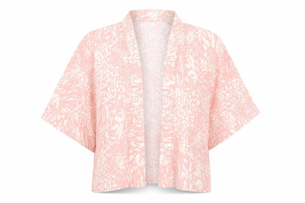 Boohoo Womens Pink Geometric Polyester Kimono Blouse Size 10 V-Neck - Size 10-12