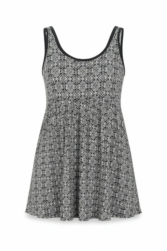 FOREVER 21 Womens Black Geometric Polyester A-Line Size S Scoop Neck Pullover - Smockd