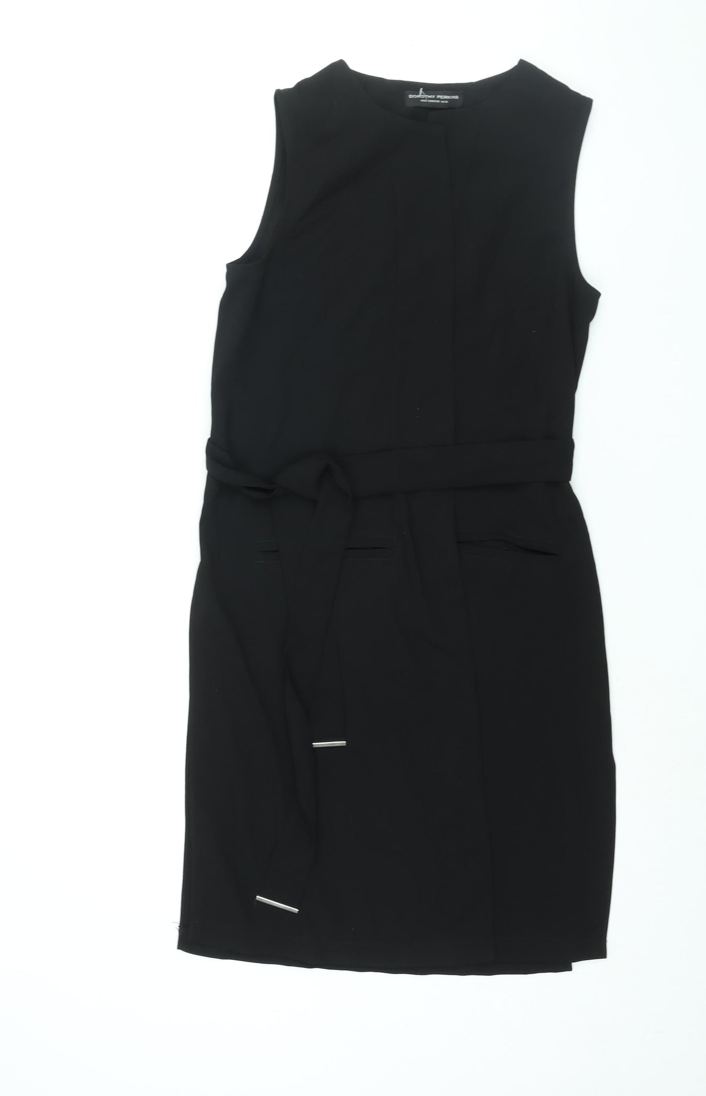 Dorothy Perkins Womens Black Jacket Waistcoat Size 10 Tie - Belted