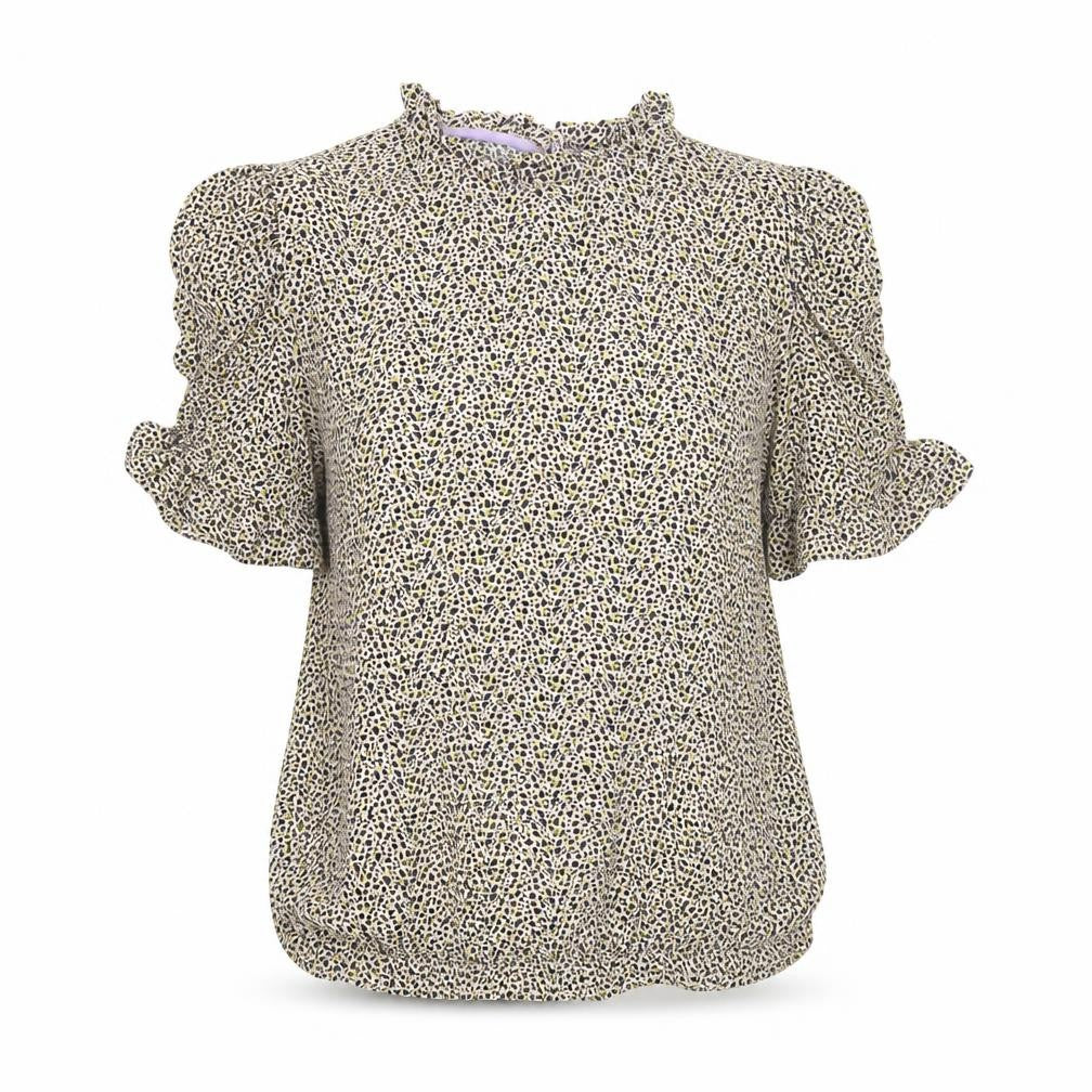Numph Womens Multicoloured Geometric Viscose Basic Blouse Size 12 Mock Neck