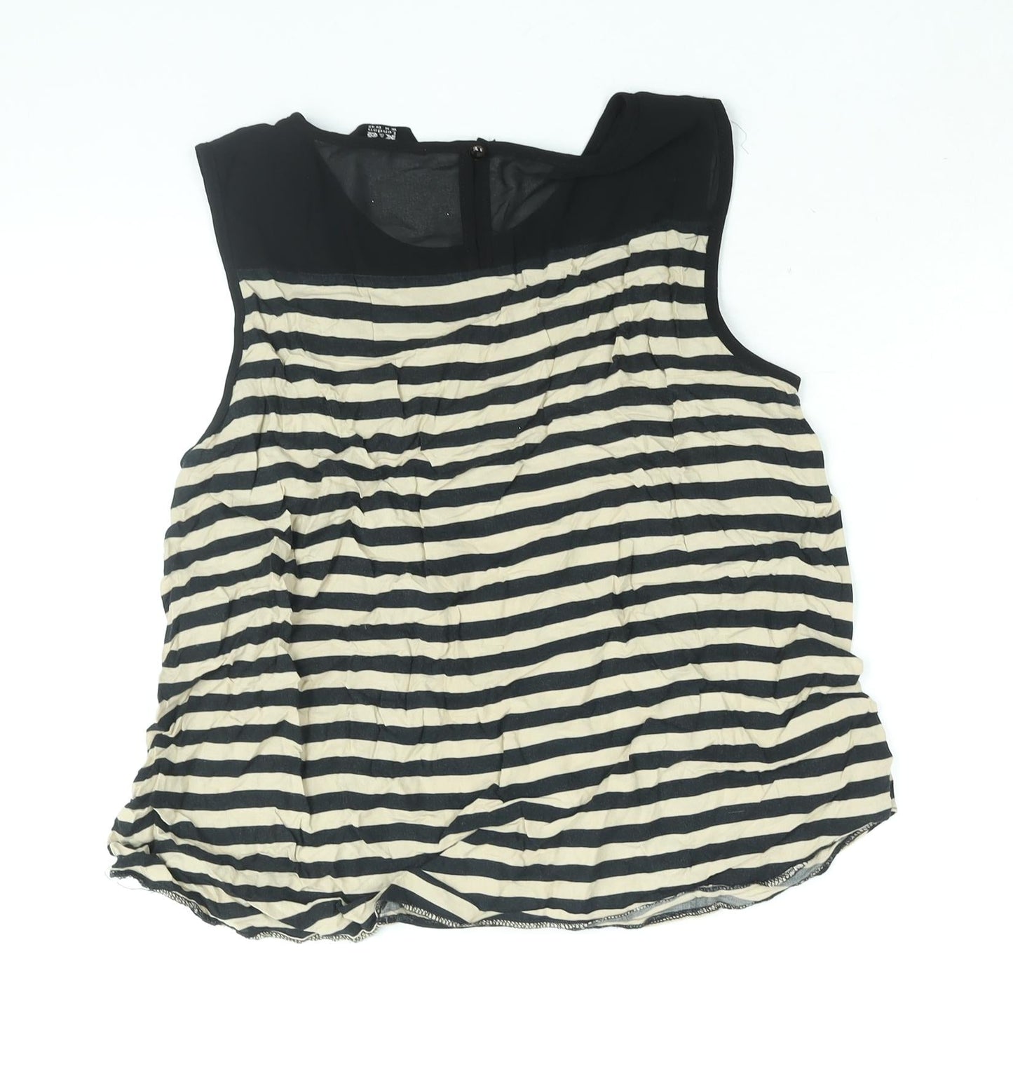 K&D London Womens Beige Striped Polyester Camisole Blouse Size 14 Round Neck