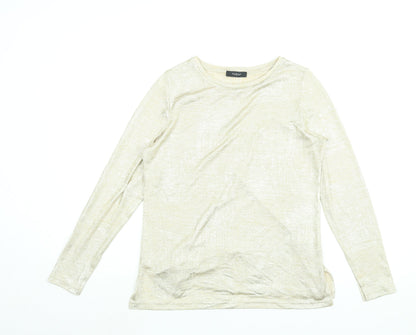 Additional front view of Autograph women’s gold polyester basic blouse, size UK 12, round neck
