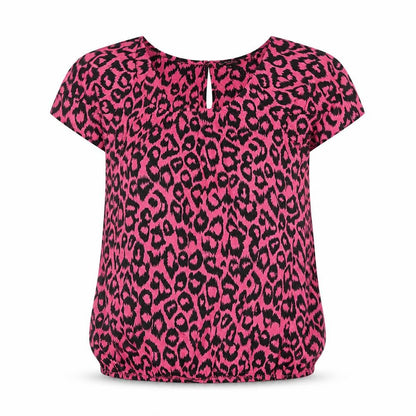 River Island Womens Pink Animal Print Polyester Basic Blouse Size 14 Round Neck - Leopard Print