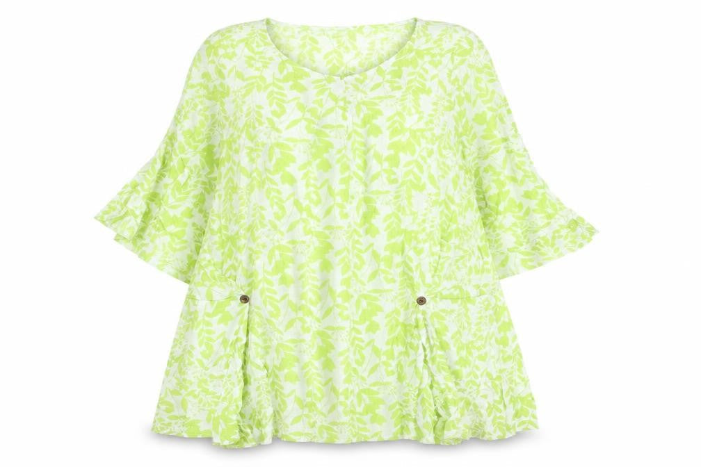Klass Womens Green Floral Viscose A-Line Size XL Round Neck Pullover