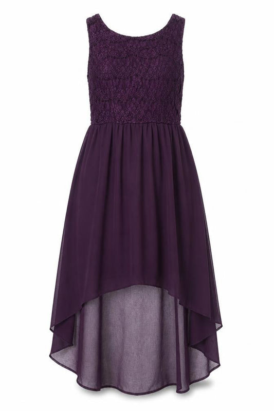 New Look Womens Purple Cotton Shift Size 12 Round Neck Zip - Lace Bodice
