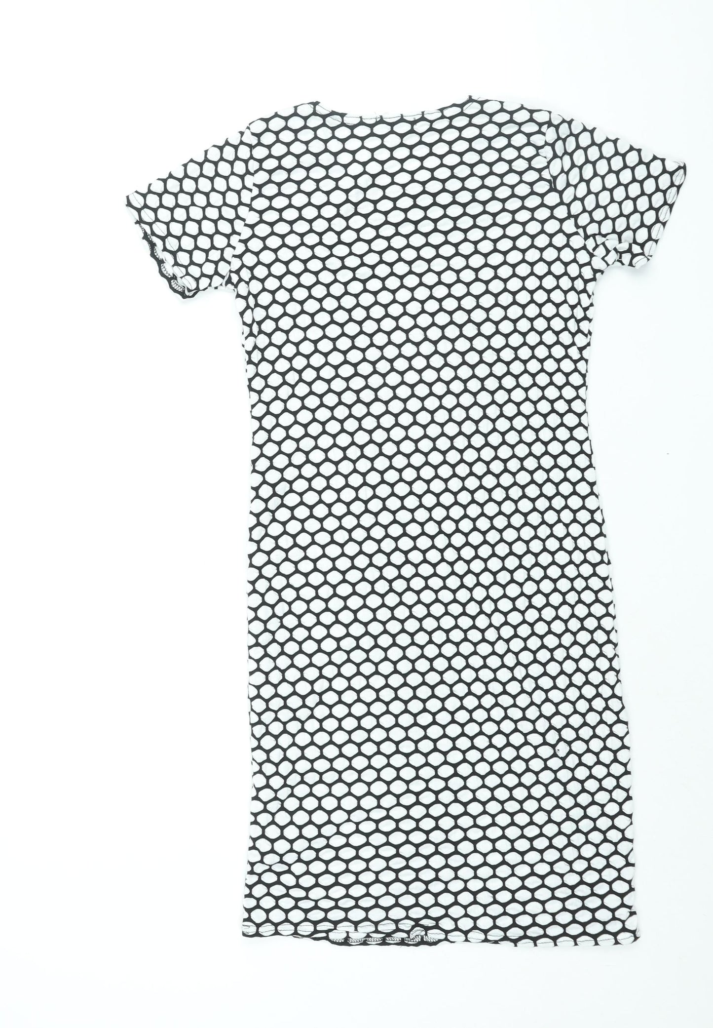 Liquid Womens White Geometric Polyester Bodycon Size XL Round Neck Pullover