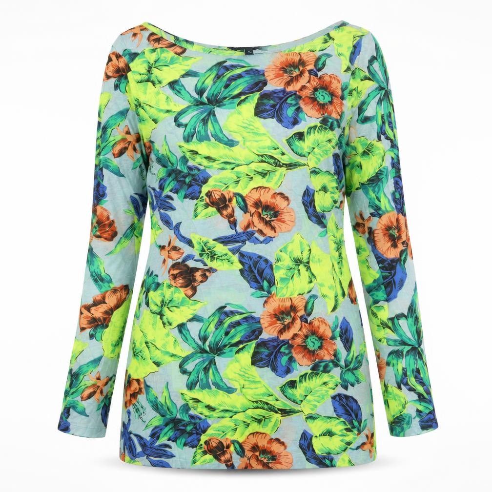 French Connection Womens Multicoloured Floral Polyester Basic Blouse Size M Boat Neck