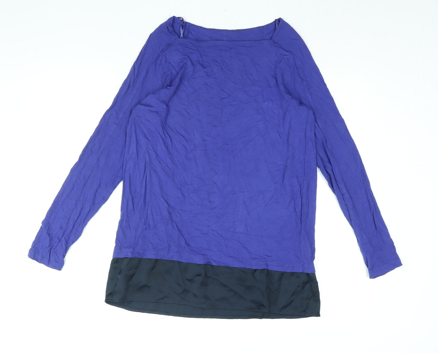 Marks and Womens Blue Viscose Basic Blouse Size 14 Square Neck