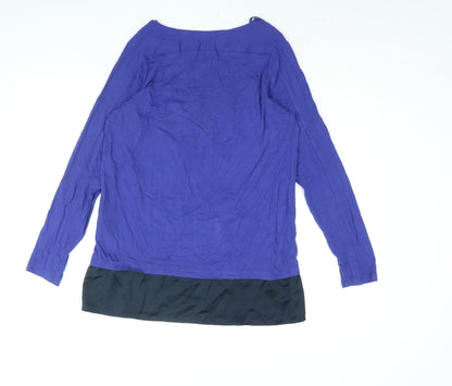 Marks & Spencer Womens Blue Viscose Basic Blouse Size 14 Square Neck