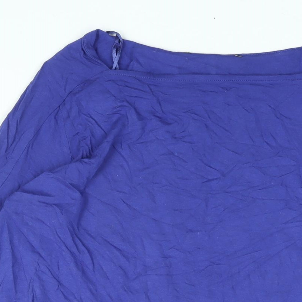 Marks and Womens Blue Viscose Basic Blouse Size 14 Square Neck