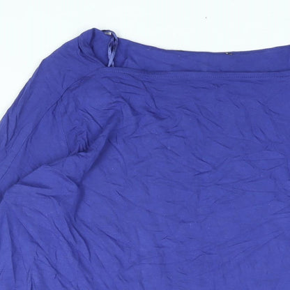 Marks & Spencer Womens Blue Viscose Basic Blouse Size 14 Square Neck