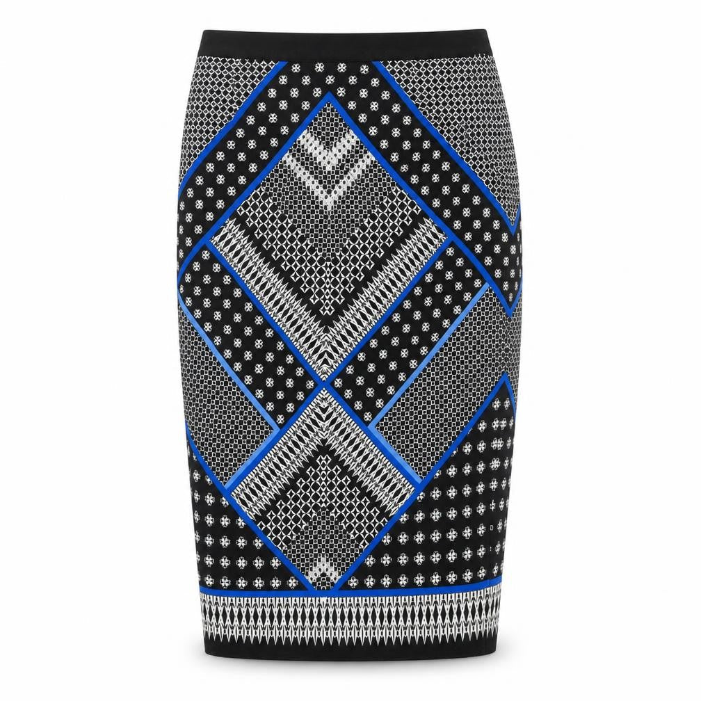 Oasis Womens Black Geometric Cotton Straight & Pencil Skirt Size 8 Zip