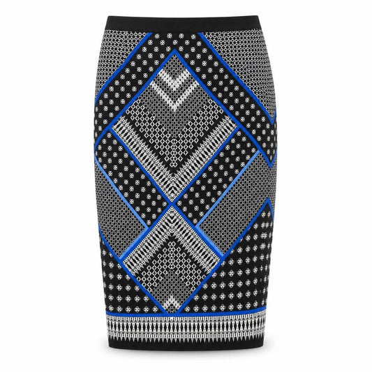 Oasis Womens Black Geometric Cotton Straight & Pencil Skirt Size 8 Zip