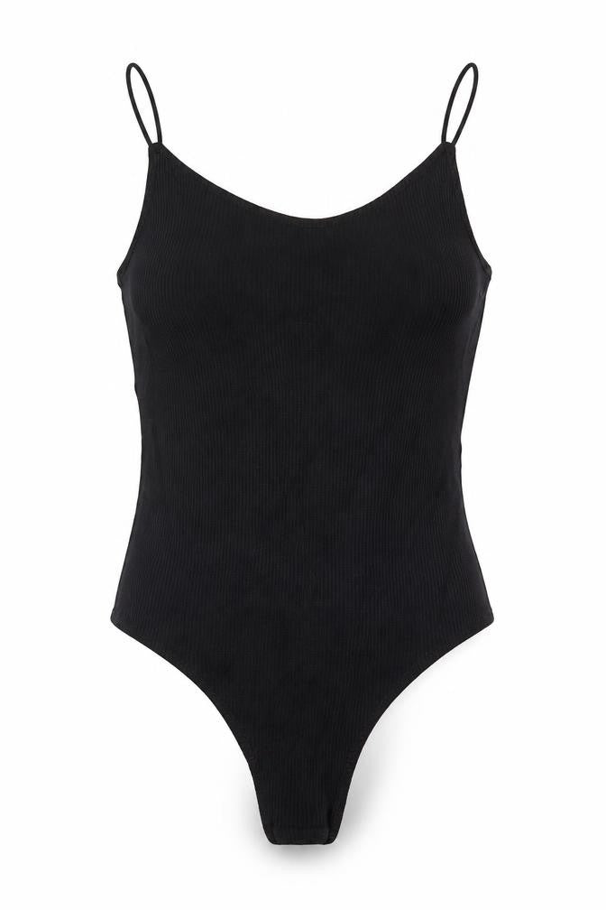 H&M Womens Black Viscose Bodysuit One-Piece Size S Snap