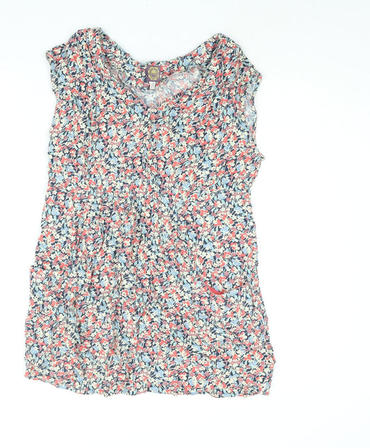 Jopules Womens Multicoloured Floral Viscose Mini Size 14 V-Neck Pullover