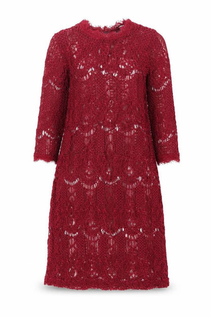 Boohoo Womens Red Polyester Shift Size 8 Mock Neck Button - Semi Sheer