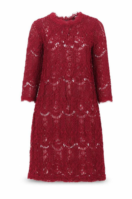 Boohoo Womens Red Polyester Shift Size 8 Mock Neck Button - Semi Sheer