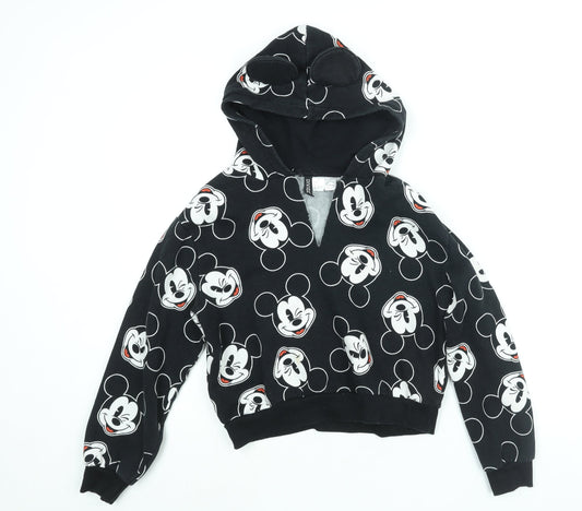 Divided by H&M Womens Black Geometric Cotton Pullover Hoodie Size S Pullover - Disney Mickey Mouse Ears