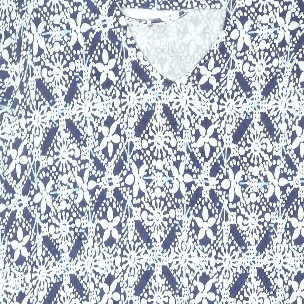 Roman Womens Blue Geometric Viscose Shift Size 20 Round Neck Pullover