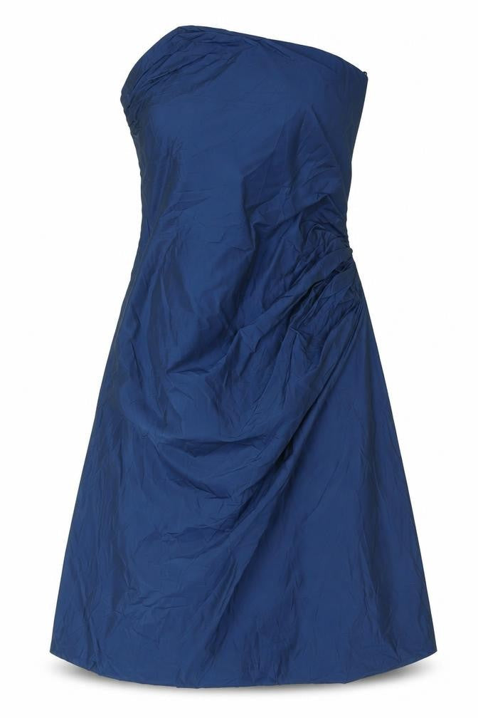 Marie Blanc Womens Blue Polyester A-Line Size 12 Round Neck Zip - Mushroom Hem