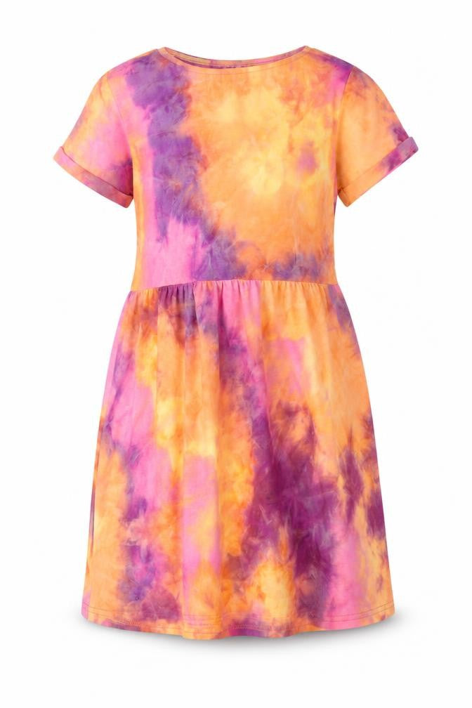 Topshop Womens Multicoloured Tie Dye Polyester T-Shirt Dress Size 10 Round Neck Pullover - Neon