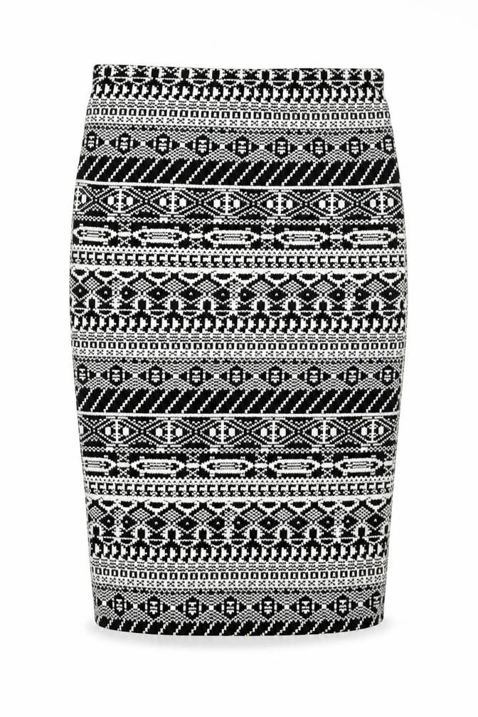 The Sting Womens Black Fair Isle Cotton Bandage Skirt Size S