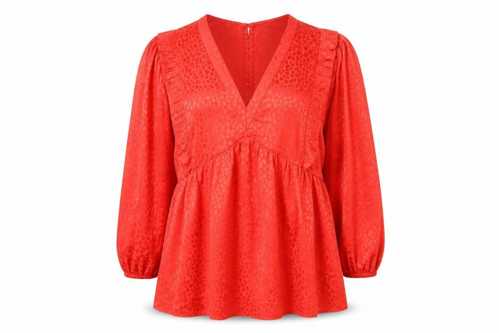 Lovedrobe Womens Red Geometric Polyester A-Line Size 22 V-Neck Button