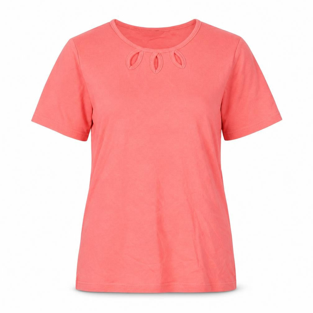 EWM Womens Pink Cotton Basic T-Shirt Size S Round Neck