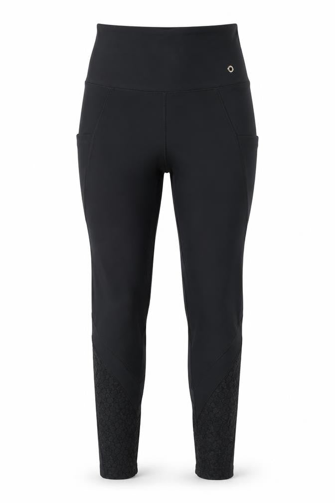 Lipsy Womens Black Polyester Compression Leggings Size 10 L26 in Regular Pullover - Lace Panel