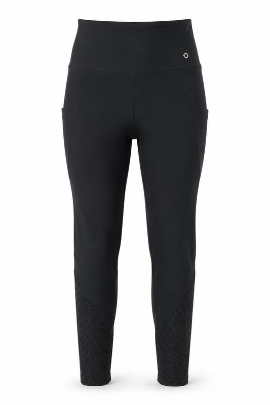 Lipsy Womens Black Polyester Compression Leggings Size 10 L26 in Regular Pullover - Lace Panel