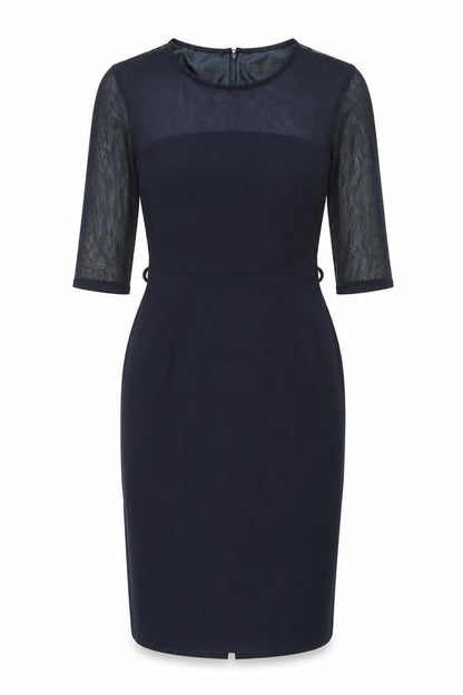 Next Womens Blue Polyester Sheath Size 12 Round Neck Zip - Mesh Panel