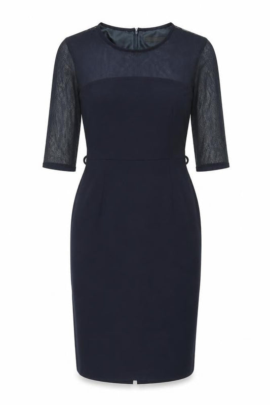 Next Womens Blue Polyester Sheath Size 12 Round Neck Zip - Mesh Panel