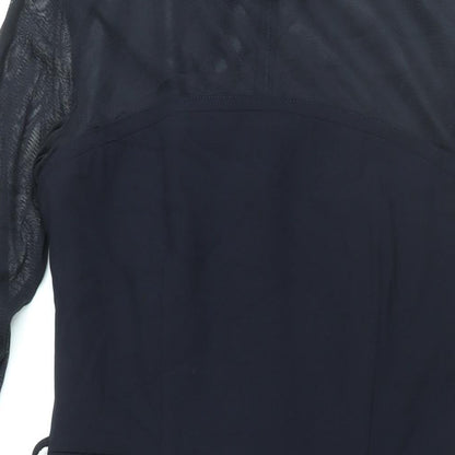 Next Womens Blue Polyester Sheath Size 12 Round Neck Zip - Mesh Panel