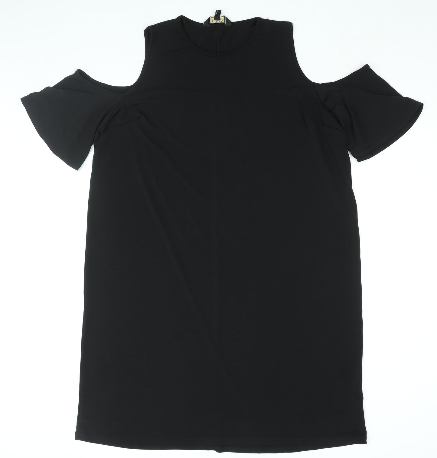 Lipsy Womens Black Polyester Shift Size 16 Round Neck Pullover - Cold Shoulder